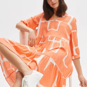 OPUS Blusenkleid Wulari Graphic Orange Online Bestellen^Damen Kleider