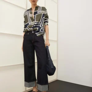 OPUS Cropped Wide Jeans Cellma Turn Up Blau Online Bestellen^Damen Jeans