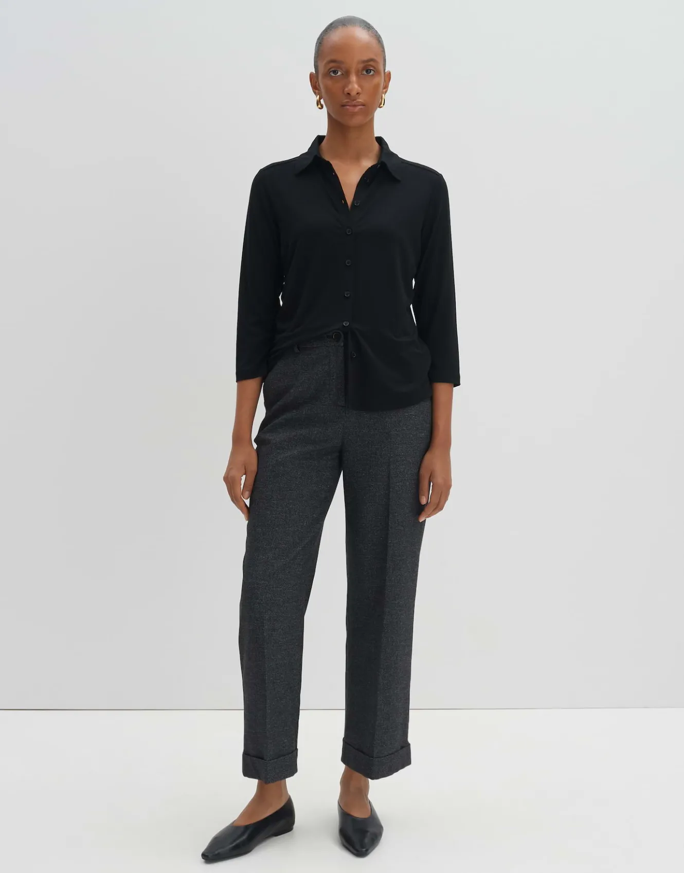 culotte_cisilia_mlange_schwarz_online_bestellen_7.webp OPUS Culotte Cisilia Mélange Schwarz Online Bestellen^Damen Hosen