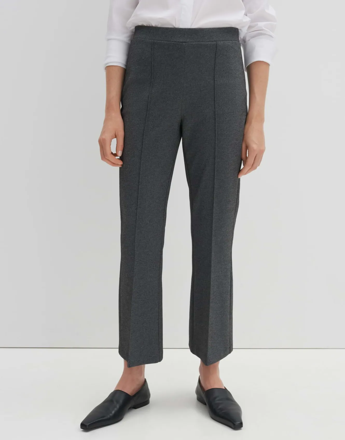 flared_pants_curinna_mlange_grau_online_bestellen_1.webp OPUS Flared Pants Curinna Mélange Grau Online Bestellen^Damen Hosen