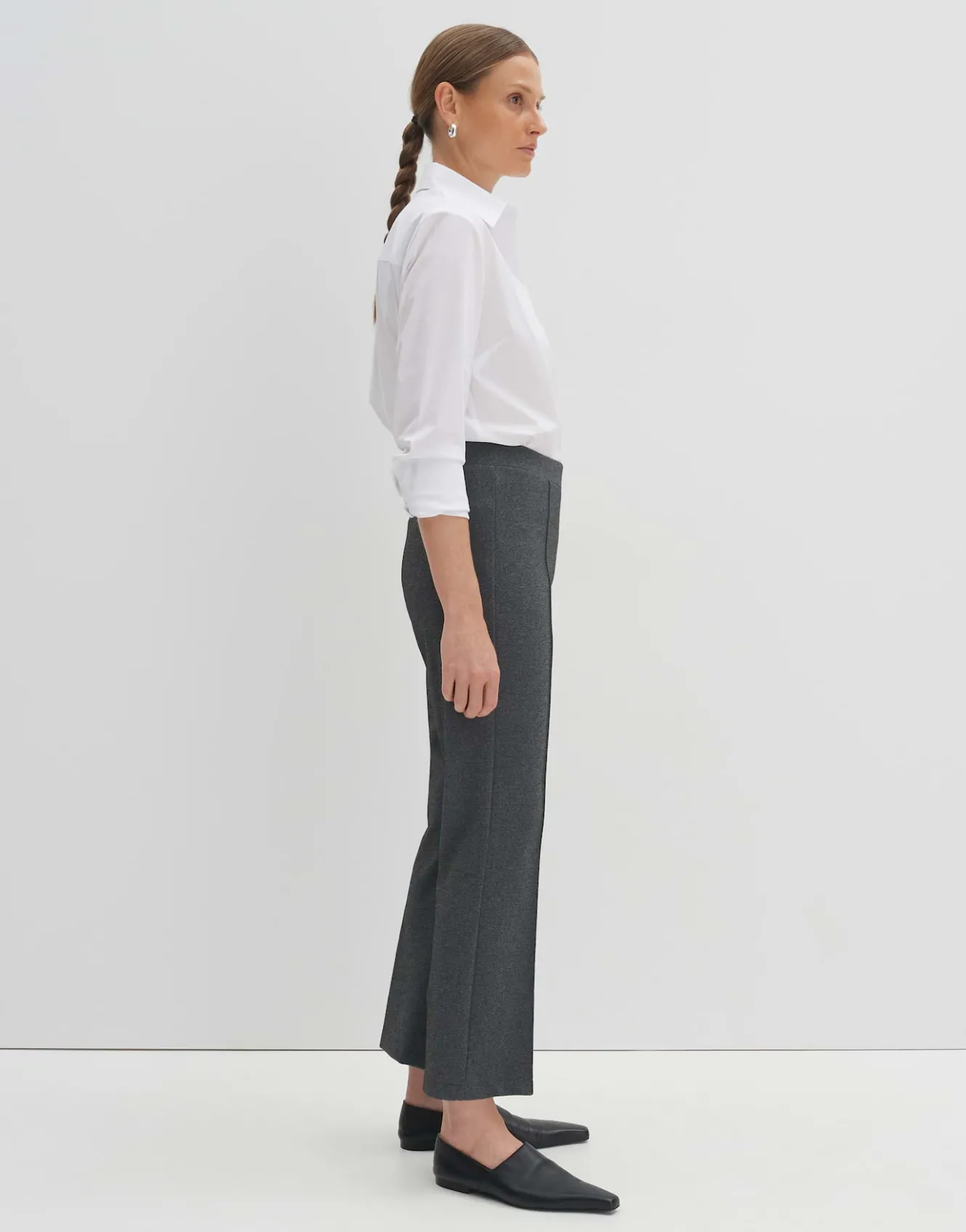 flared_pants_curinna_mlange_grau_online_bestellen_3.webp OPUS Flared Pants Curinna Mélange Grau Online Bestellen^Damen Hosen