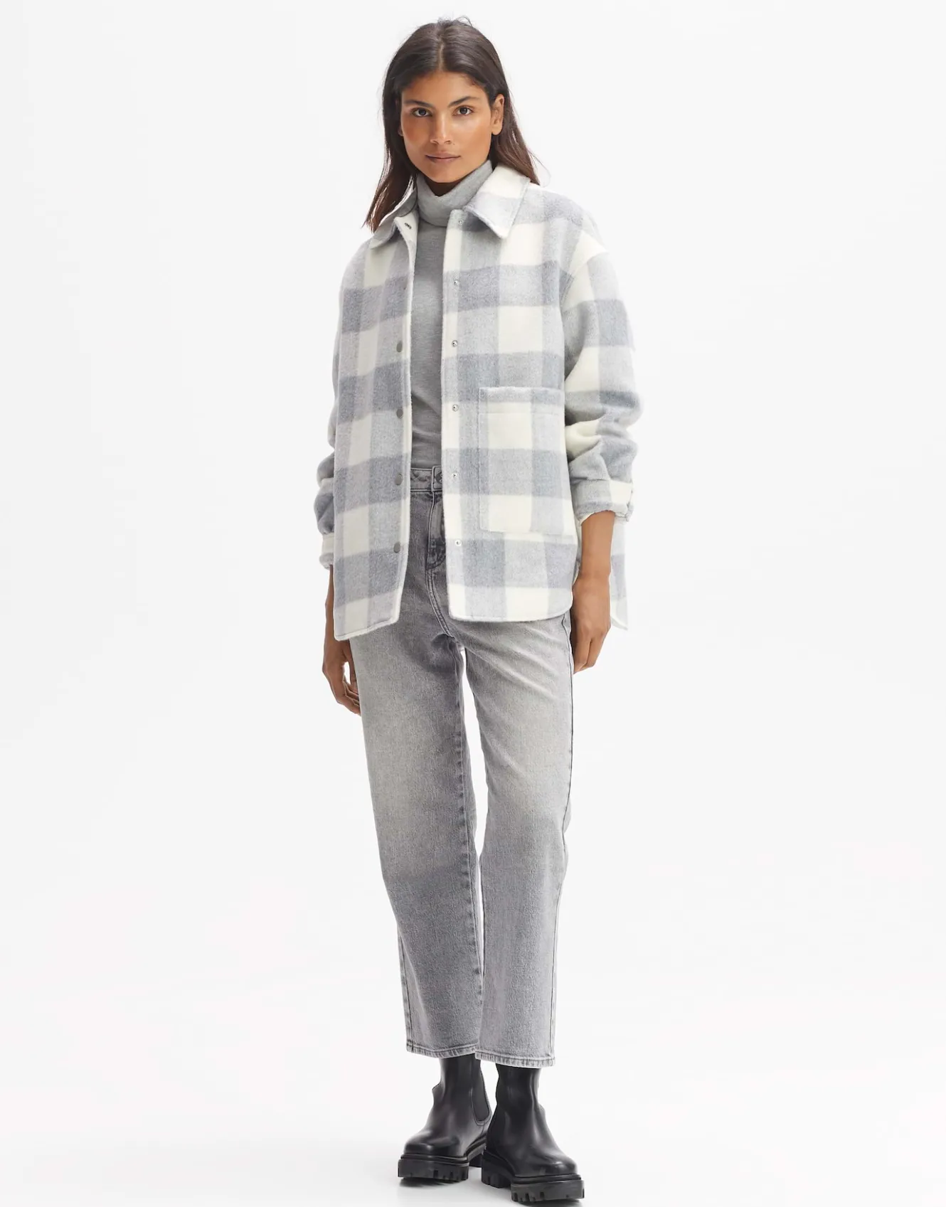 overshirt_julola_check_grau_online_bestellen_4.webp OPUS Overshirt Julola Check Grau Online Bestellen^Damen Blazer / Westen