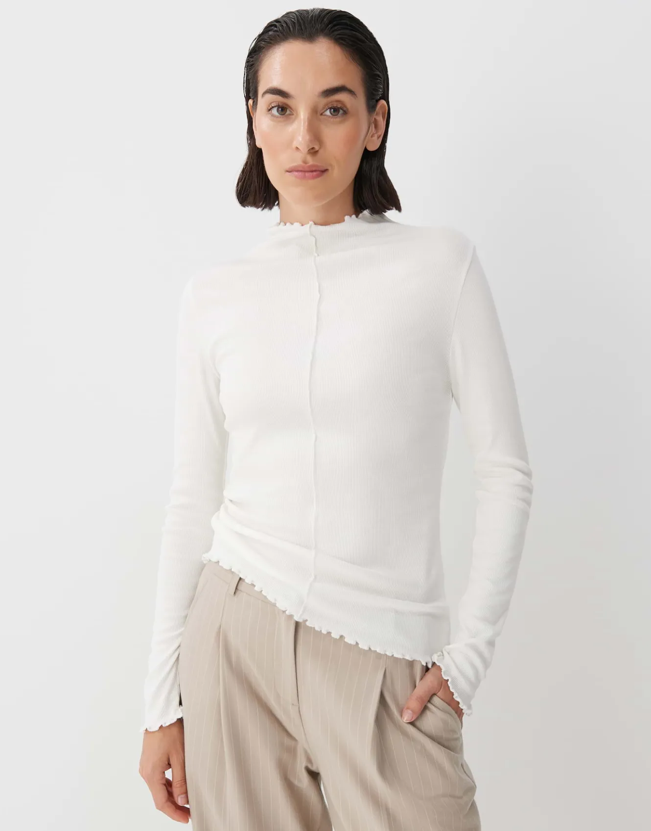 rippshirt_karrie_wei_online_bestellen_1.webp OPUS Rippshirt Karrie Weiß Online Bestellen^Damen Shirts