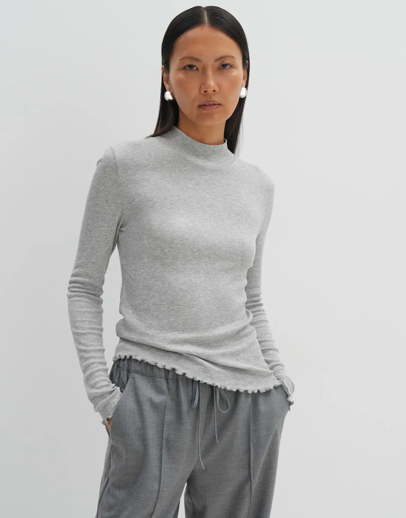 rippshirt_kinara_grau_online_bestellen_1.webp OPUS Rippshirt Kinara Grau Online Bestellen^Damen Basics | Shirts