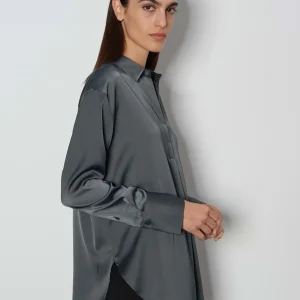 OPUS Satinbluse Zanza Grau Online Bestellen^Damen Blusen