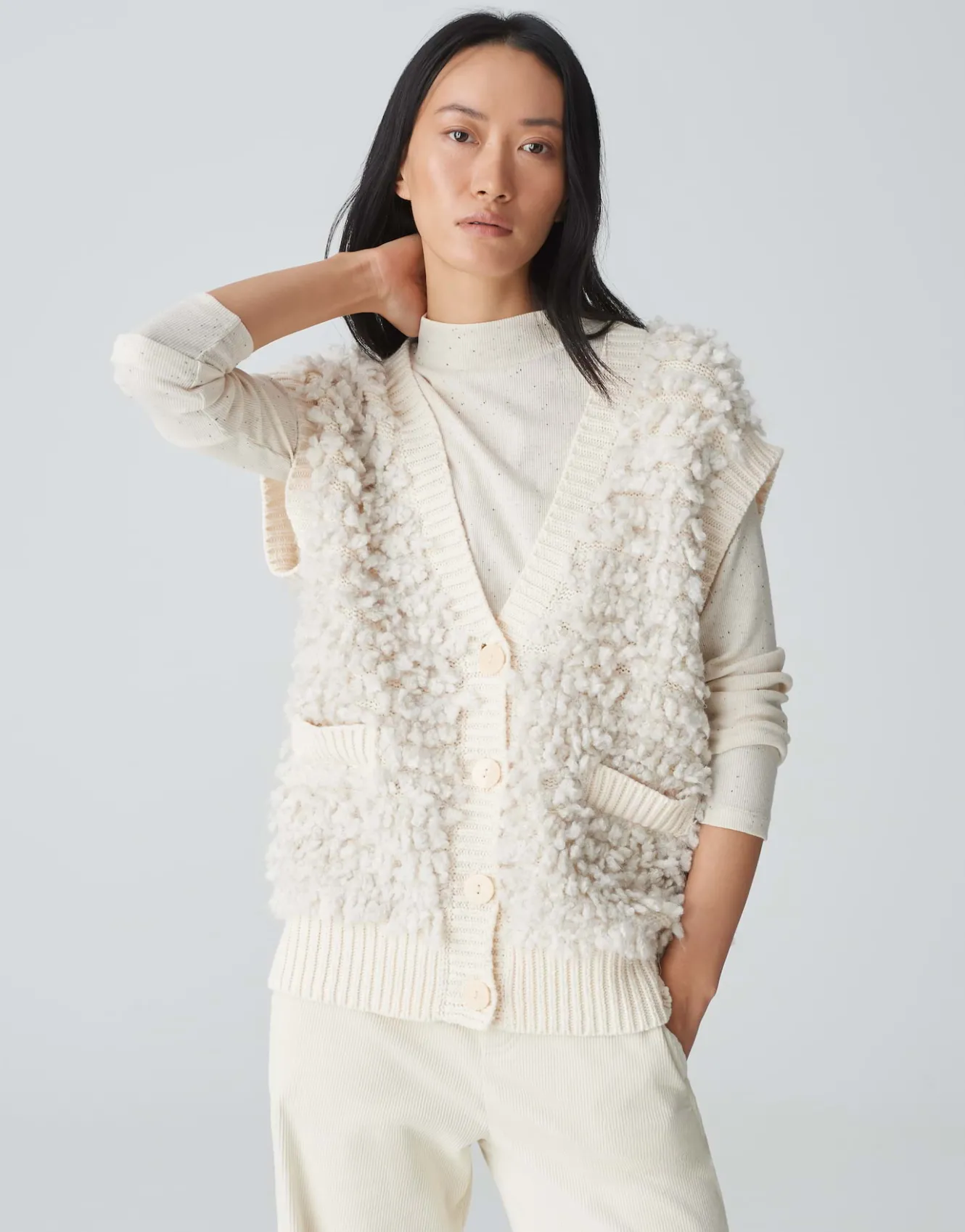 strickweste_deluda_wei_online_bestellen_1.webp OPUS Strickweste Deluda Weiß Online Bestellen^Damen Strick | Blazer / Westen